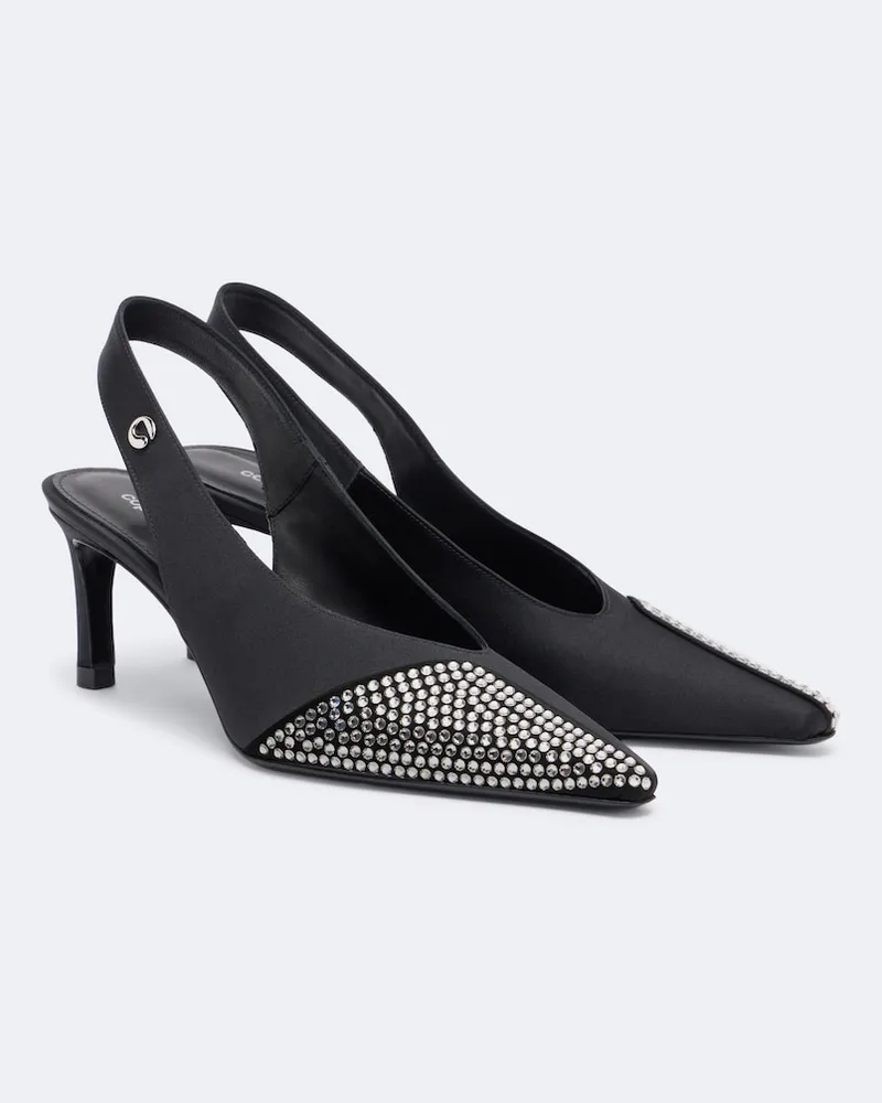COPERNI Slingback-Pumps aus Satin mit Kristallen Schwarz