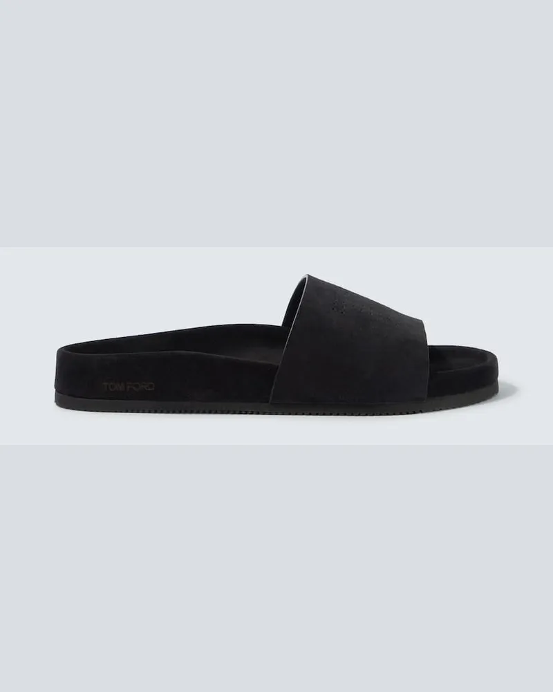 Tom Ford Pantoletten Harris aus Veloursleder Schwarz