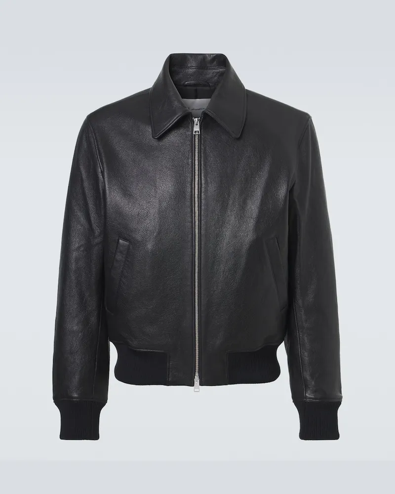 AMI Paris Blouson aus Leder Schwarz