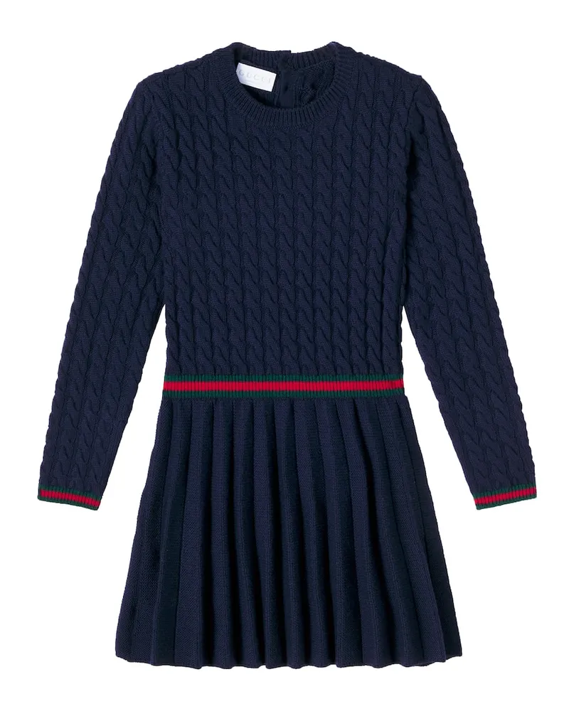 Gucci Kleid Web Stripe aus Wolle Blau