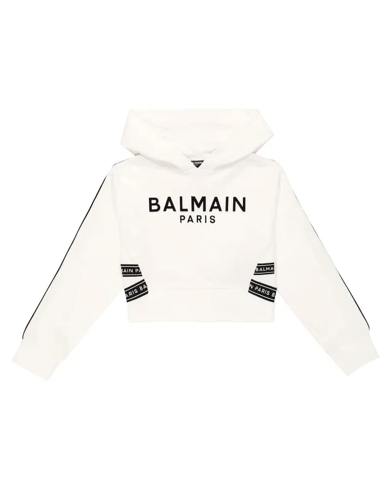 Balmain Hoodie aus Baumwoll-Jersey Weiß