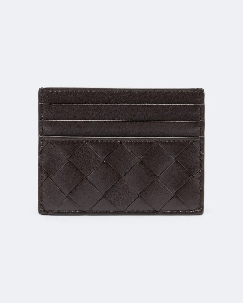 Bottega Veneta Kartenetui Intrecciato aus Leder Braun