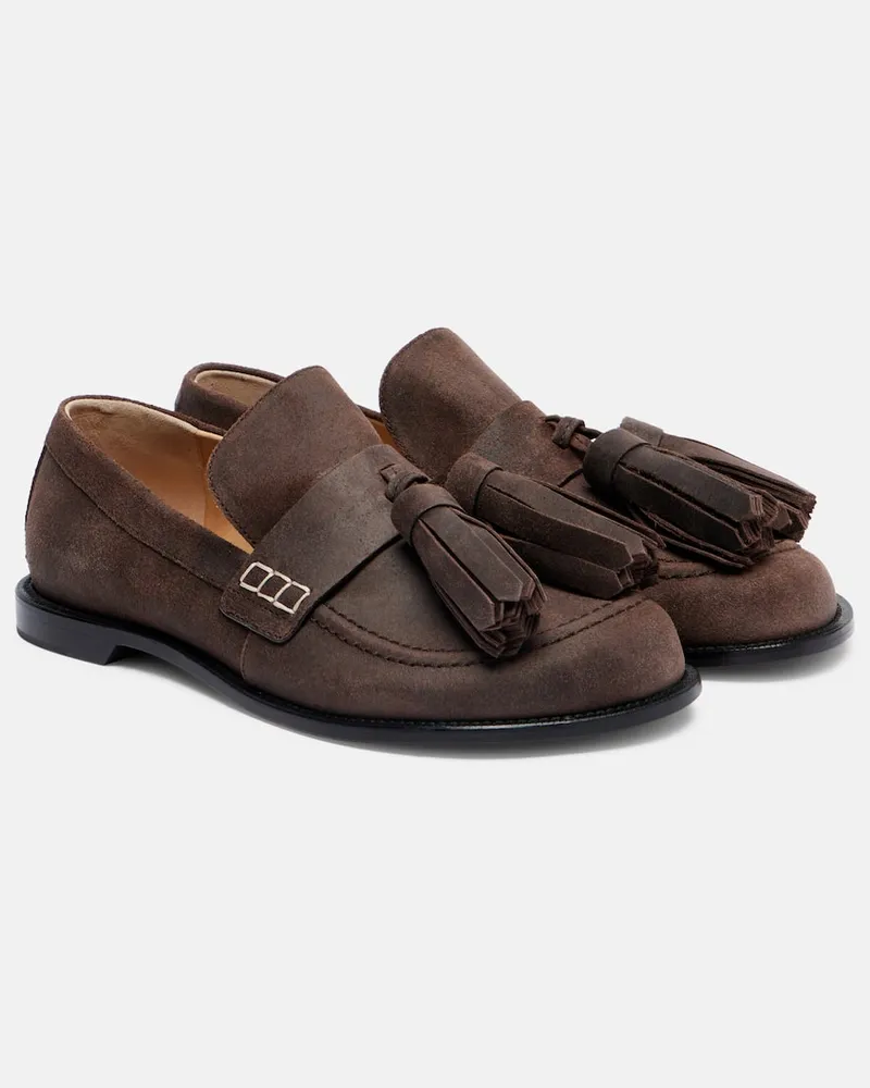 J.W.Anderson Verzierte Loafers aus Veloursleder Braun