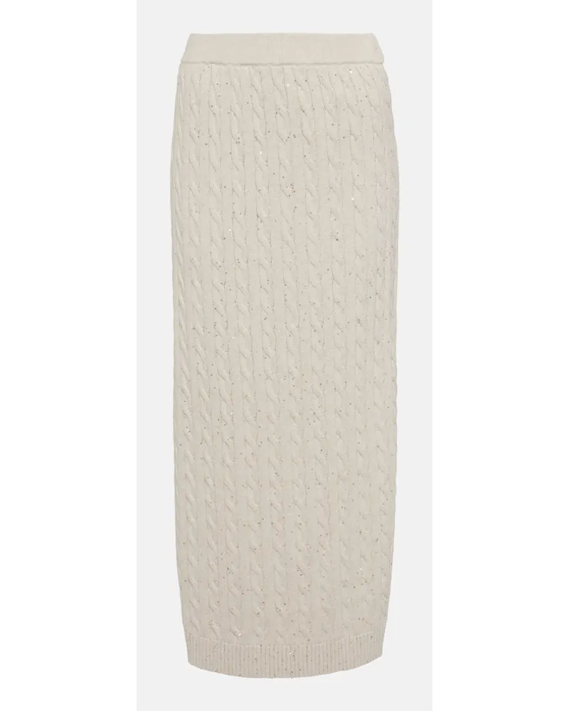 Brunello Cucinelli Midirock aus einem Baumwollgemisch Beige