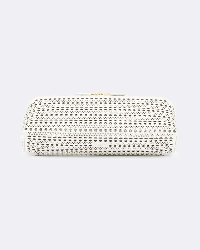 Alaïa Alaïa Clutch Delta Small aus Leder Weiß