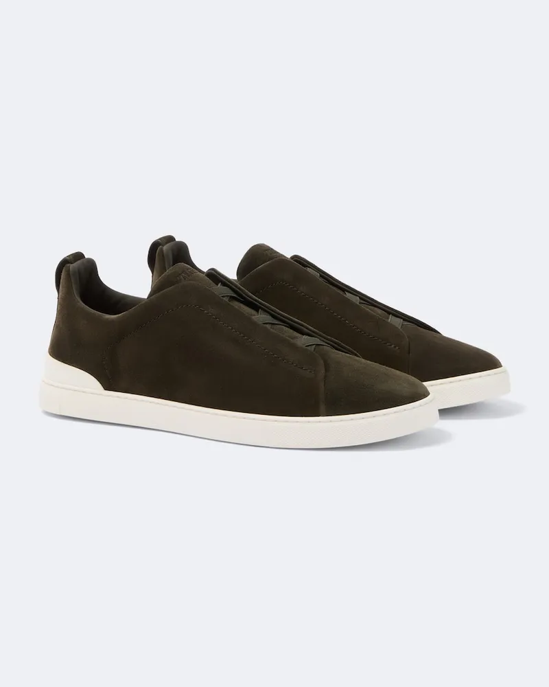 Ermenegildo Zegna Sneakers Triple Stitch aus Veloursleder Grün