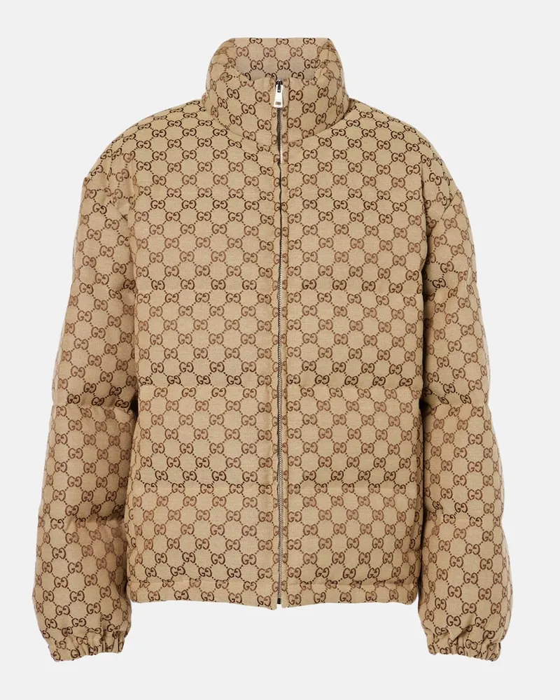 Gucci Daunenjacke GG aus Canvas Beige