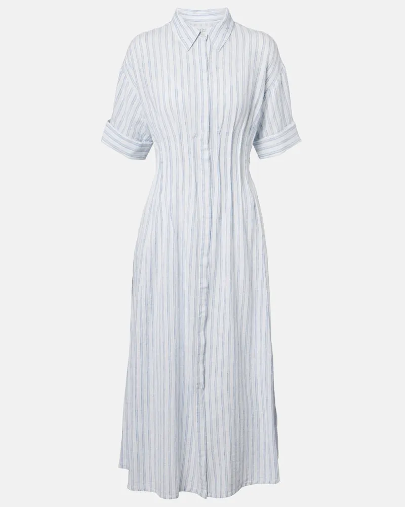 Velvet Hemdblusenkleid Saron aus Baumwolle und Leinen Blau