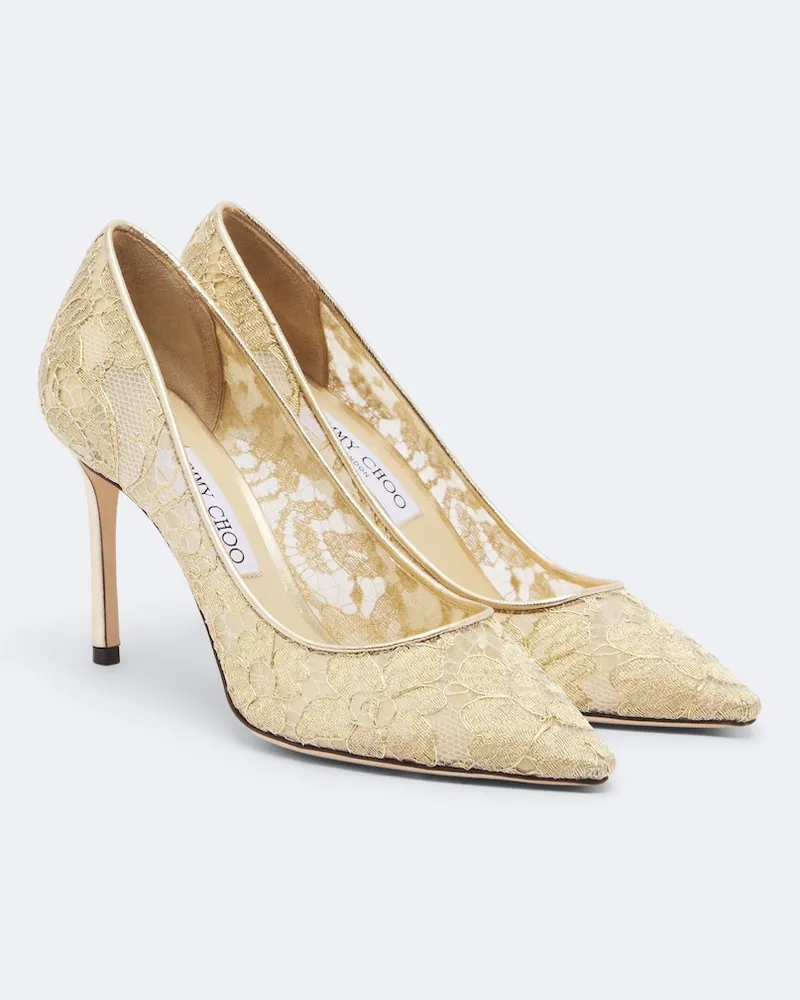 Jimmy Choo Pumps Romy aus Spitze Gold