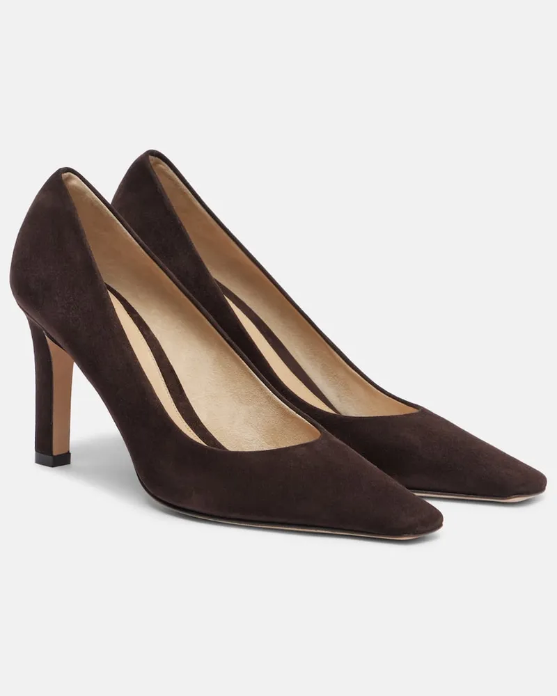 The Row Pumps Carla 80 aus Veloursleder Braun