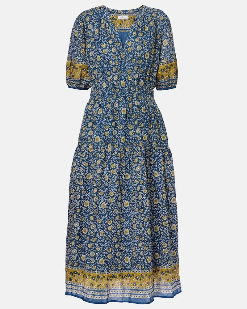 Velvet Maxikleid Natalia aus Baumwolle Blau