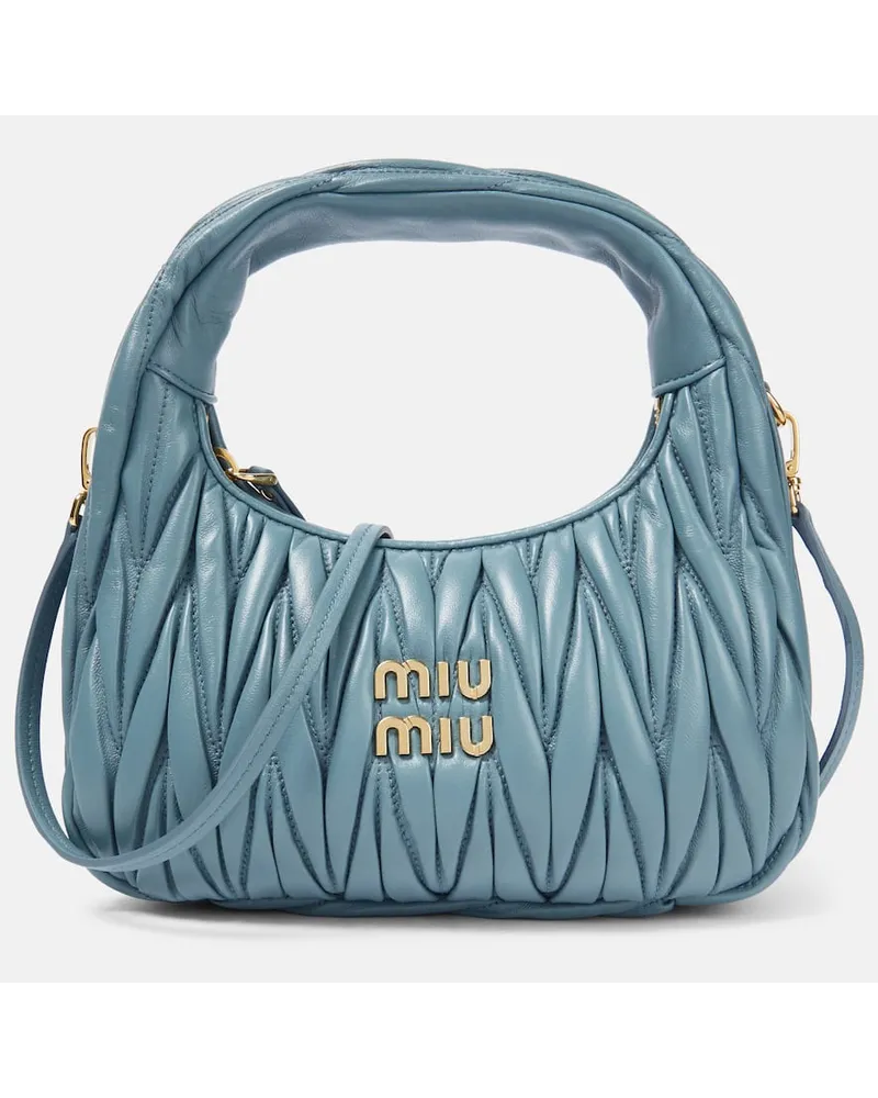 Miu Miu Schultertasche Miu Wander Small aus Matelasse-Leder Blau