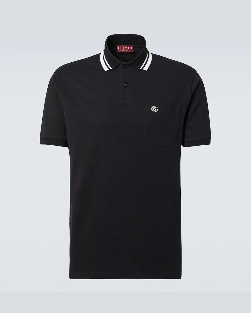 Gucci Polohemd GG Web aus einem Baumwollgemisch Schwarz