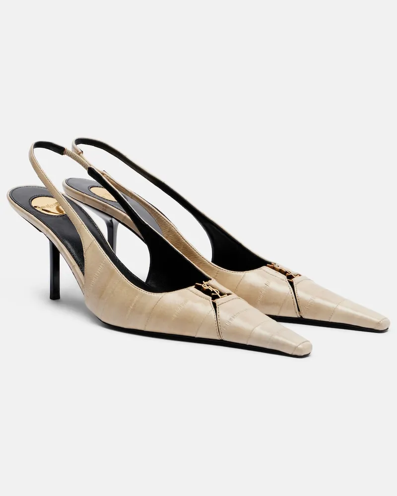 Saint Laurent Slingback-Pumps Babylone aus Leder Beige
