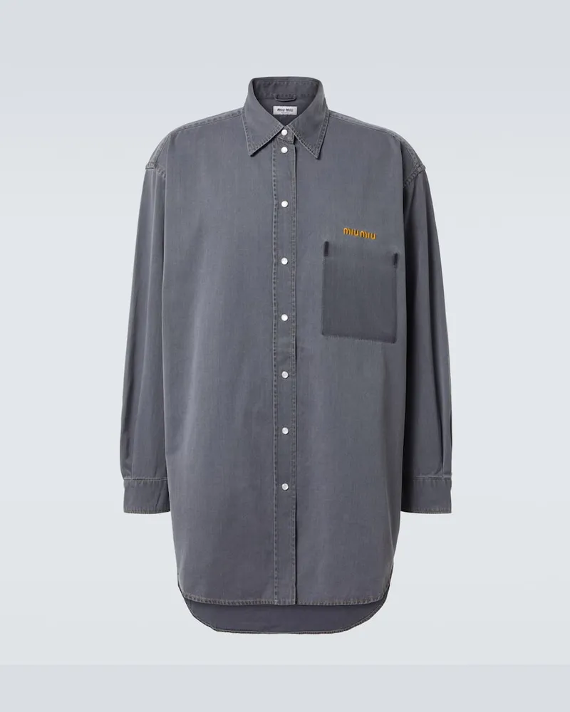 Miu Miu Oversize-Hemd aus Baumwoll-Chambray Grau