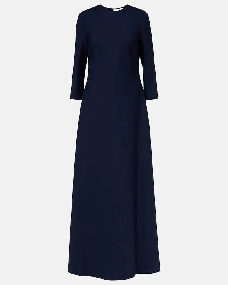 Oscar de la Renta Verzierte Robe aus einem Wollgemisch Blau