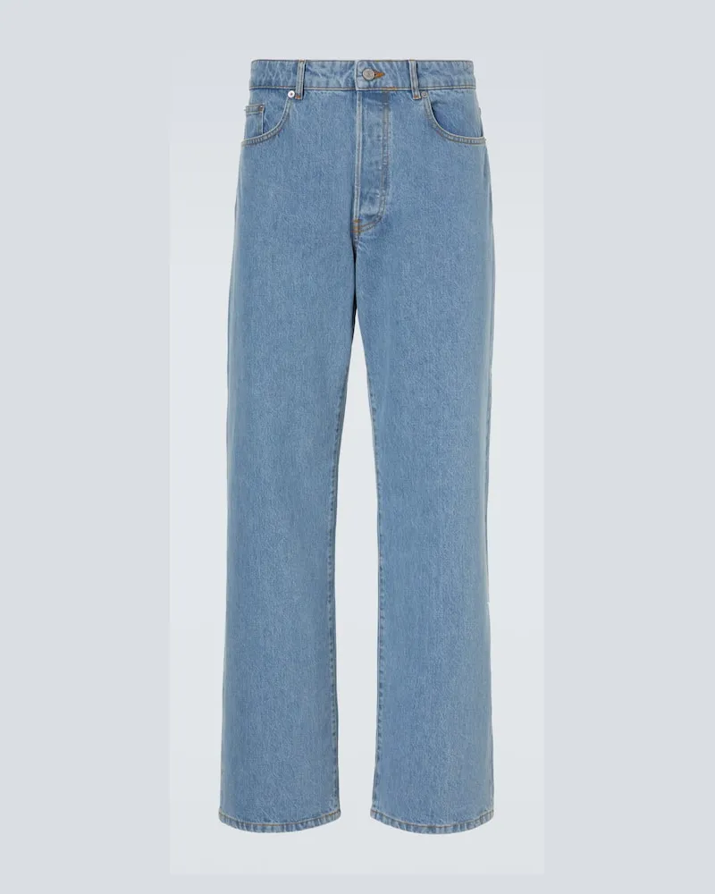 Dries van Noten Straight Jeans aus Baumwolle Blau