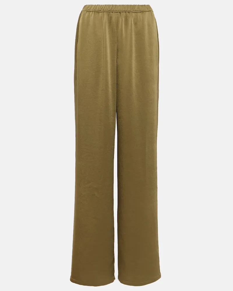 Vince Weite Low-Rise-Hose aus Satin Grün