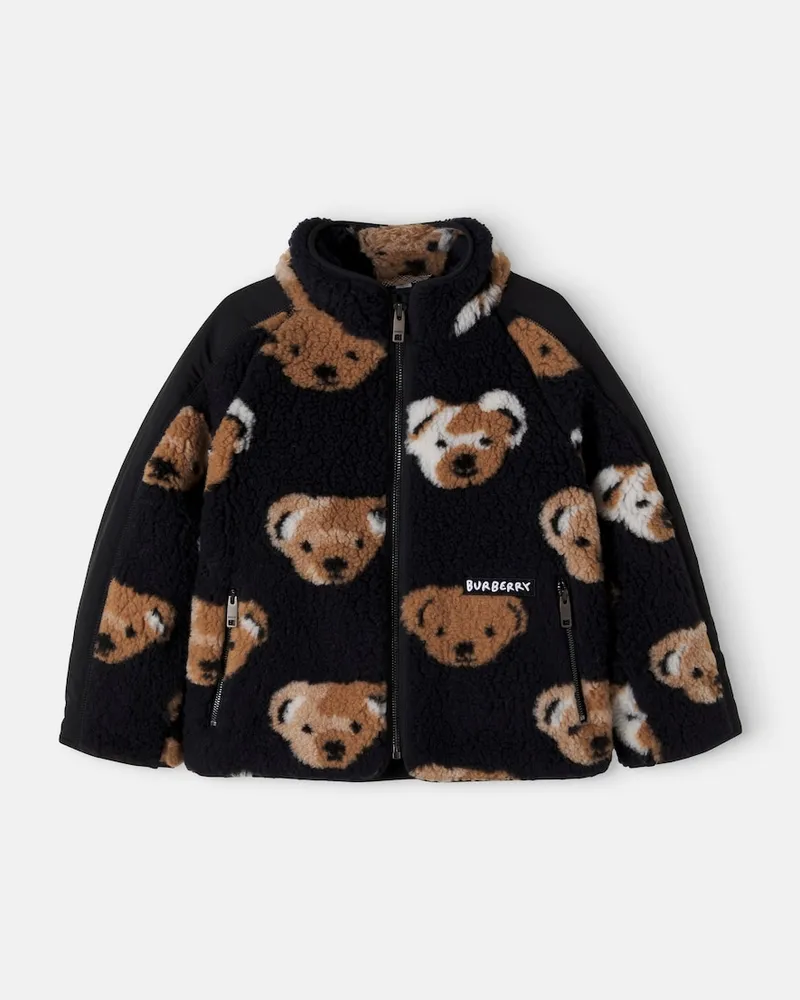 Burberry Bedruckte Jacke aus Teddyfleece Schwarz