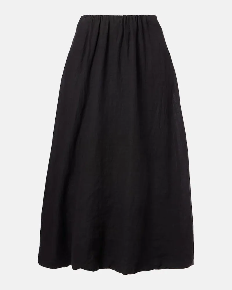 Velvet Midirock Rachelle aus Leinen Schwarz