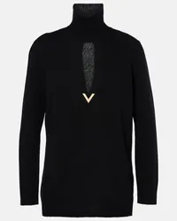 Valentino Garavani Rollkragenpullover VGold aus Schurwolle Schwarz