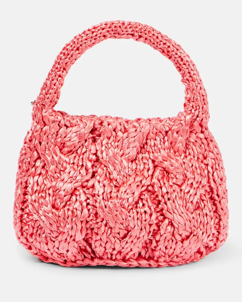 J.W.Anderson Tote Bag aus Raffiabast mit Leder Rosa