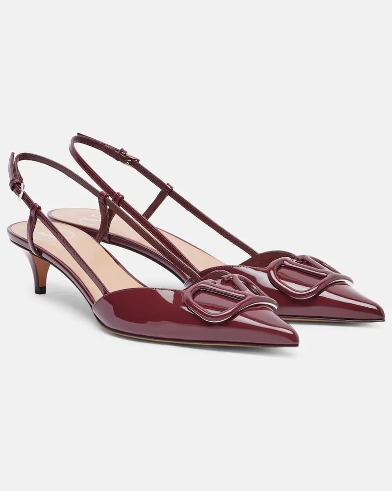 Valentino Garavani Slingback-Pumps VLogo Signature 40 aus Lackleder Burgunderrot