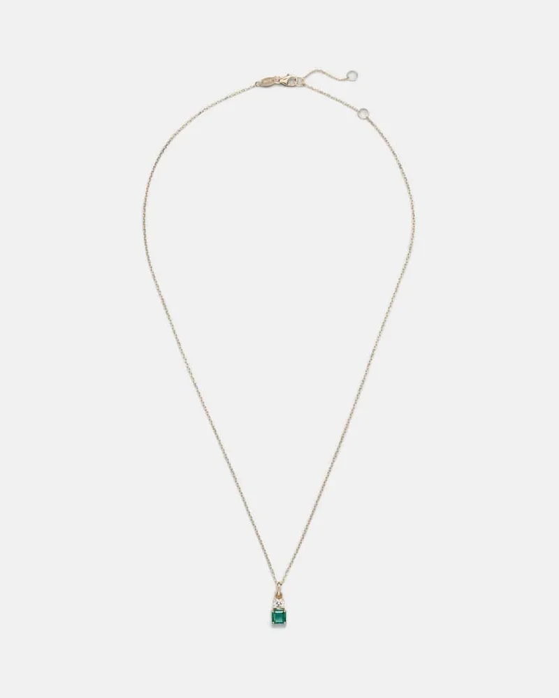 Stone & Strand Halskette aus 14kt Gelbgold (585/1000) mit Diamanten und Smaragd Gold