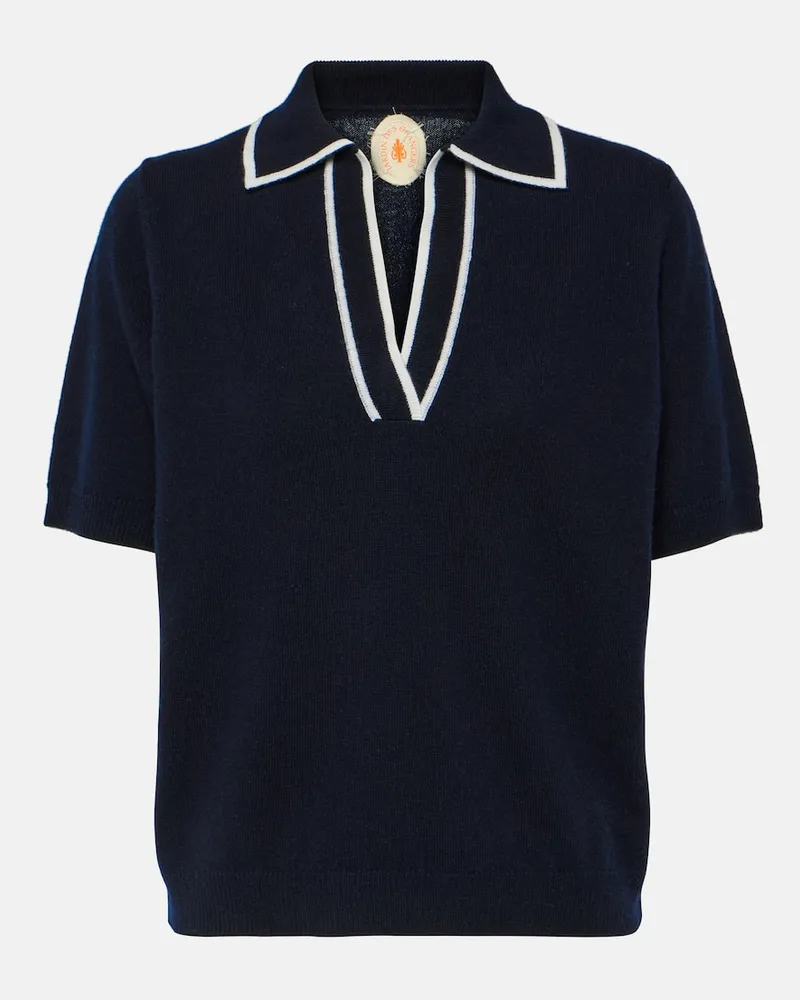 Jardin des Orangers Polopullover aus Wolle und Kaschmir Blau