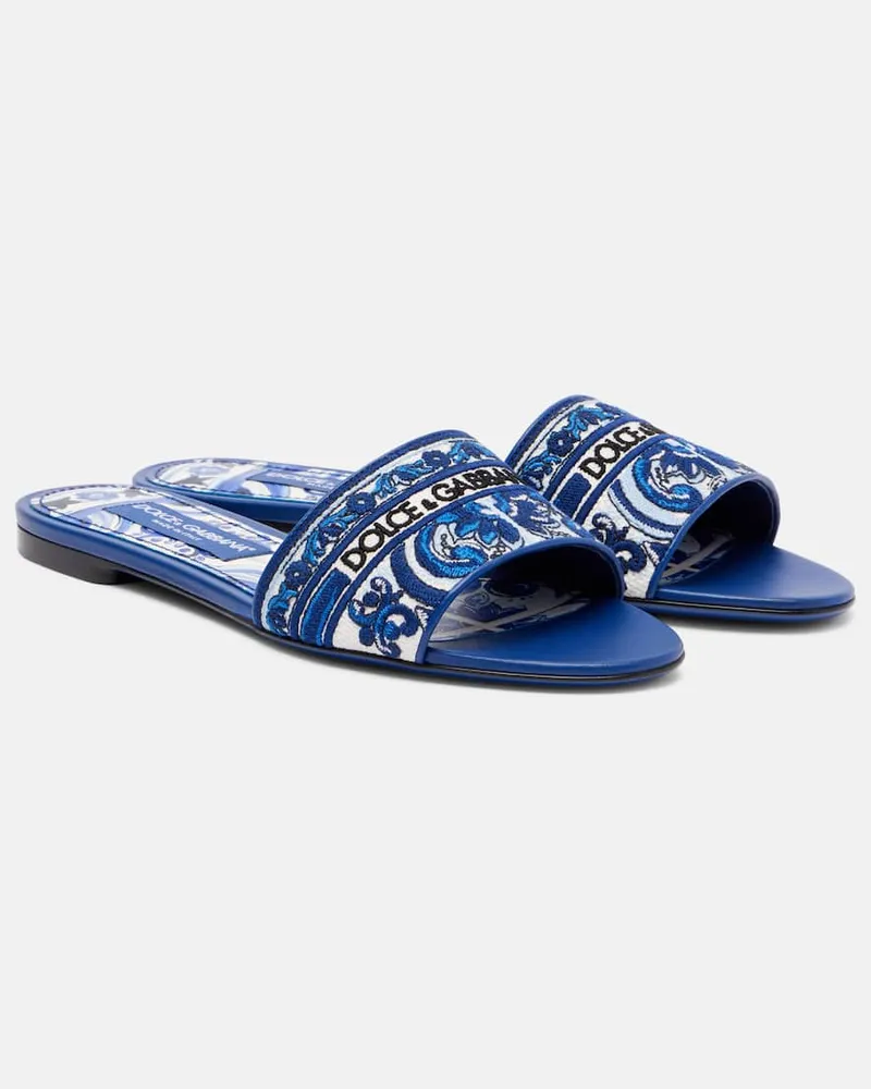 Dolce & Gabbana Bestickte Pantoletten Blau