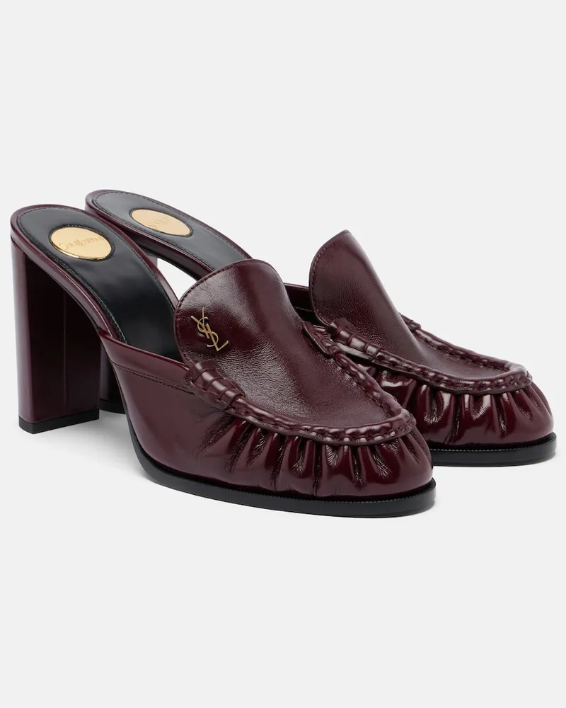 Saint Laurent Mules Le Loafer aus Leder Burgunderrot