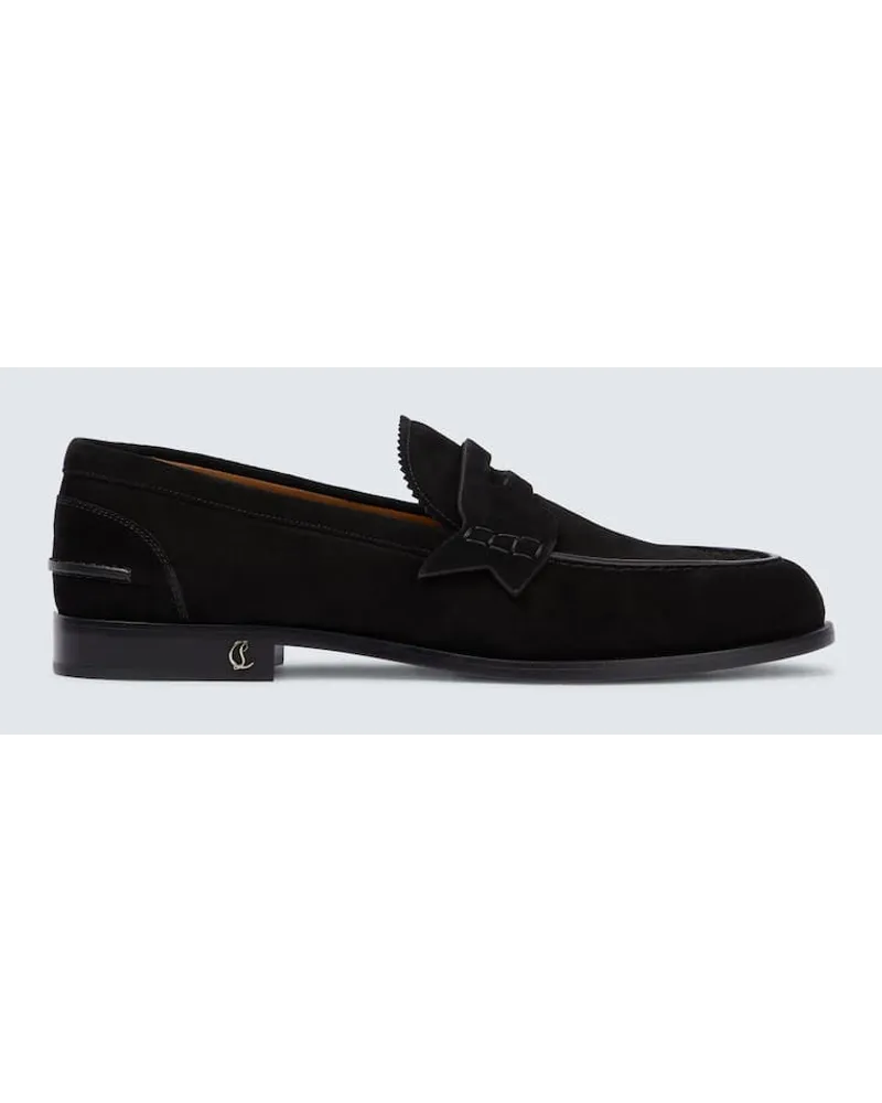 Christian Louboutin Loafers aus Veloursleder Schwarz