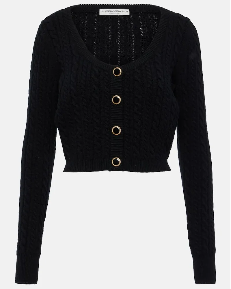 Alessandra Rich Cardigan aus Wolle Schwarz