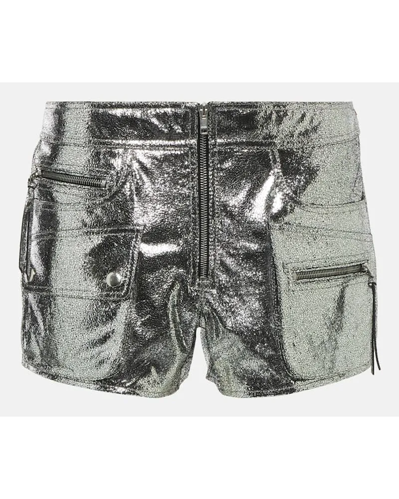 Isabel Marant Low-Rise Shorts Coria aus Metallic-Leder Silber