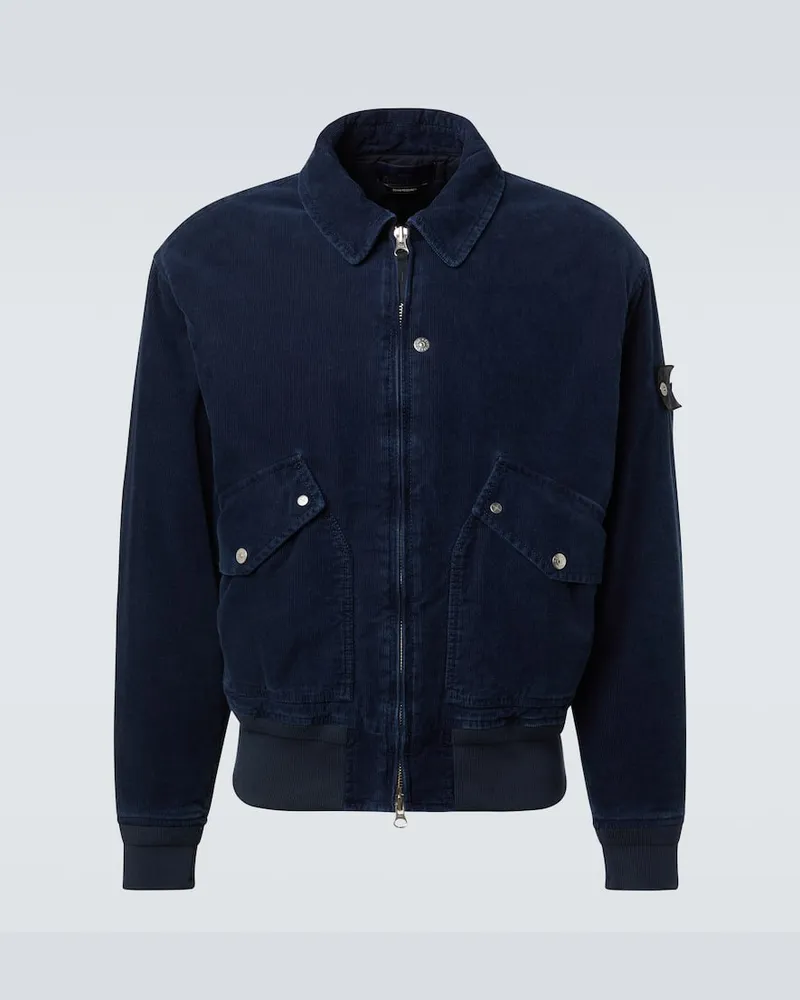 Stone Island Blouson Compass aus Cord Blau