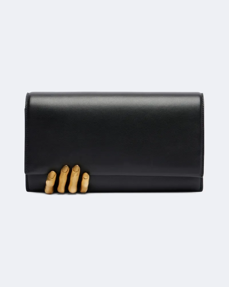 KHAITE Verzierte Clutch Hand aus Leder Schwarz