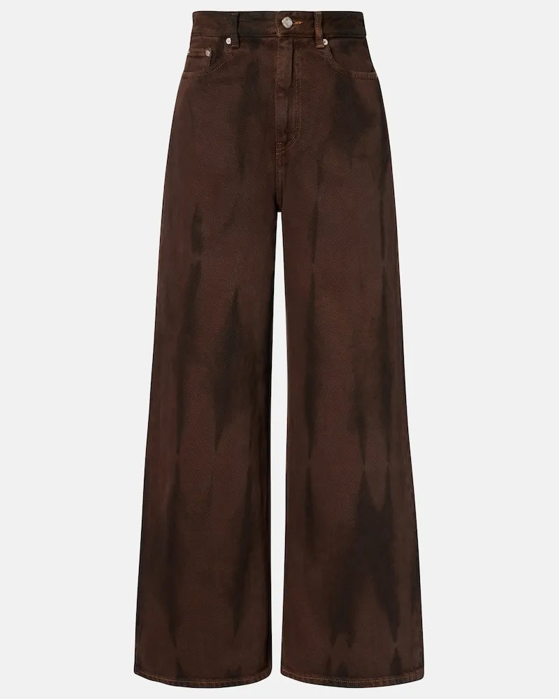 Ganni High-Rise Wide-Leg Jeans Braun