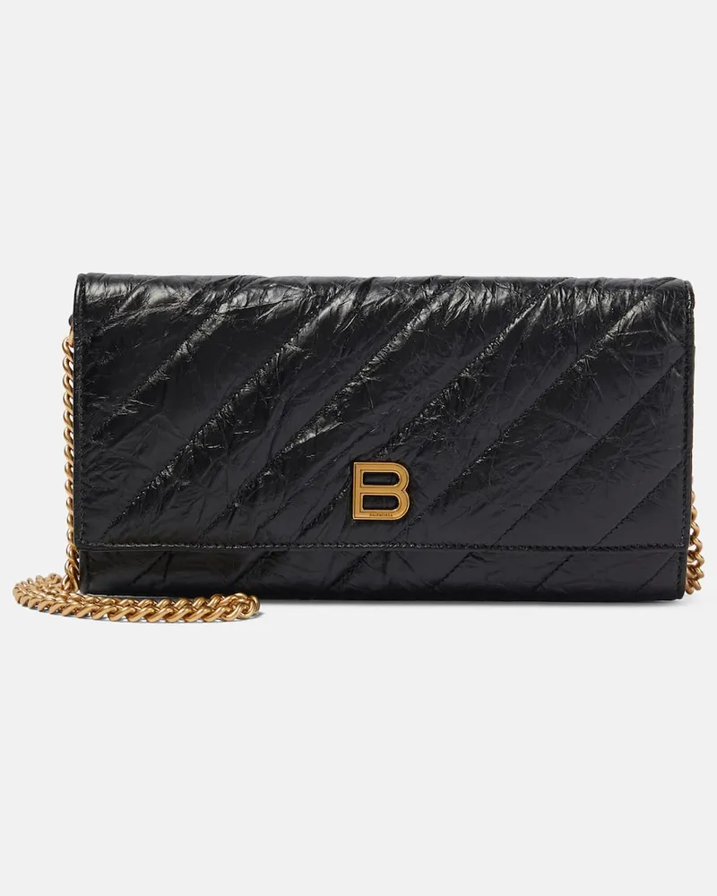 Balenciaga Portemonnaie mit Kettenriemen Crush aus Leder Schwarz