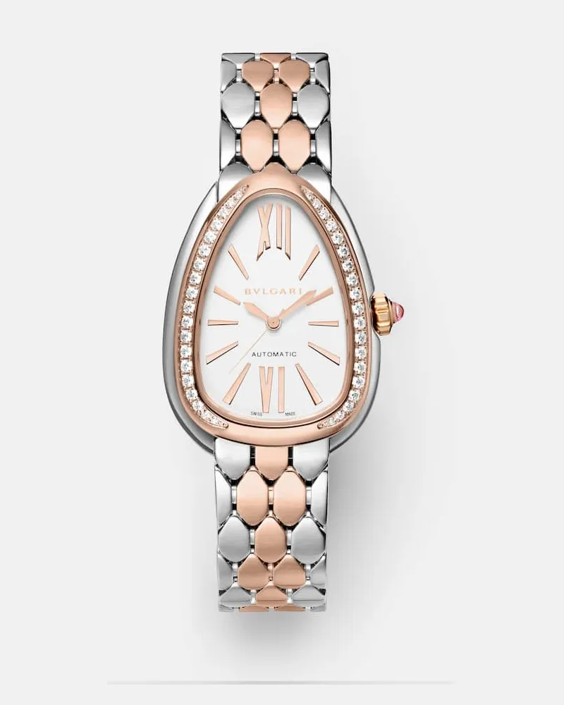 Bulgari Uhr Serpenti Seduttori mit 18kt Roségold, Diamanten und Rubellit Silber