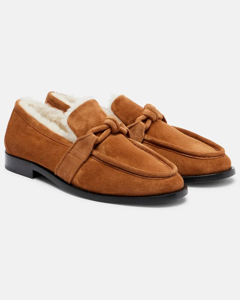 Bottega Veneta Loafers Astaire aus Veloursleder mit Shearling Braun