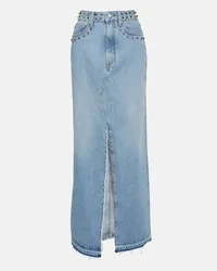 Alessandra Rich Verzierter Jeansrock Blau