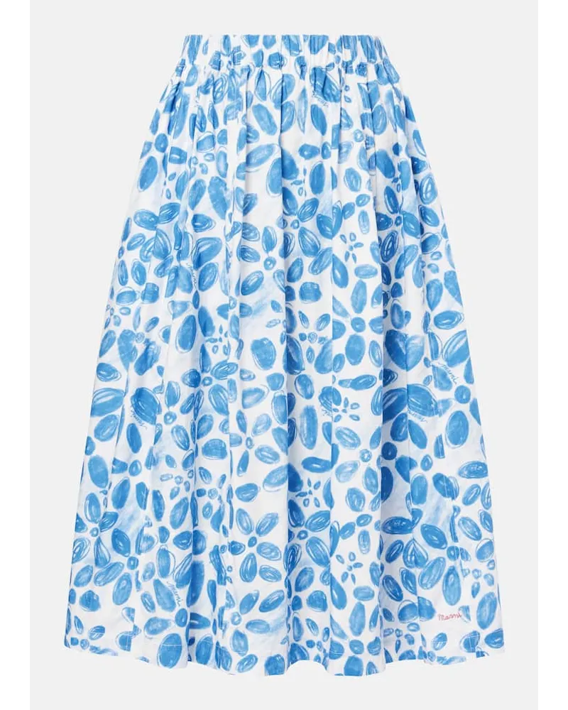 Marni High-Rise-Midirock aus Baumwolle Blau