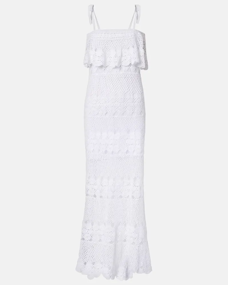 Anna Kosturova Maxikleid Marianne aus Häkelstrick Weiß