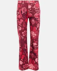 Etro Bedruckte High-Rise Straight Jeans Rot