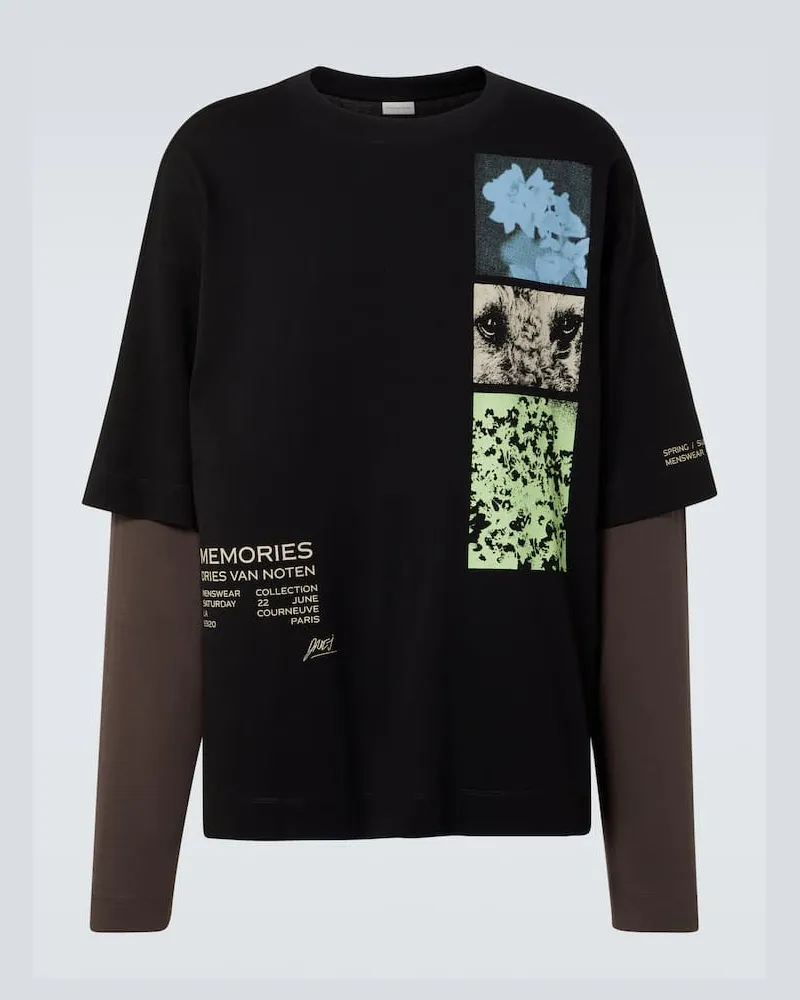 Dries van Noten Longsleeve aus Baumwoll-Jersey Schwarz
