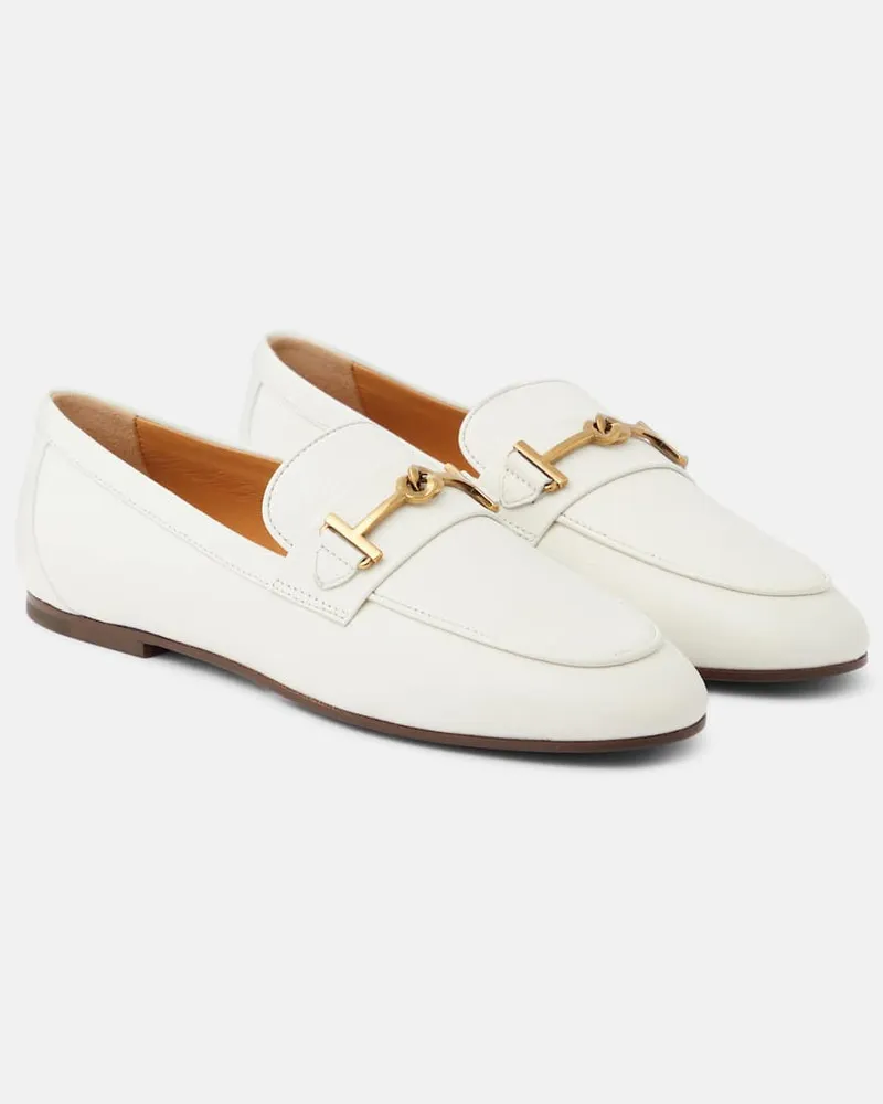 TOD'S Loafers T Ring aus Leder Weiß
