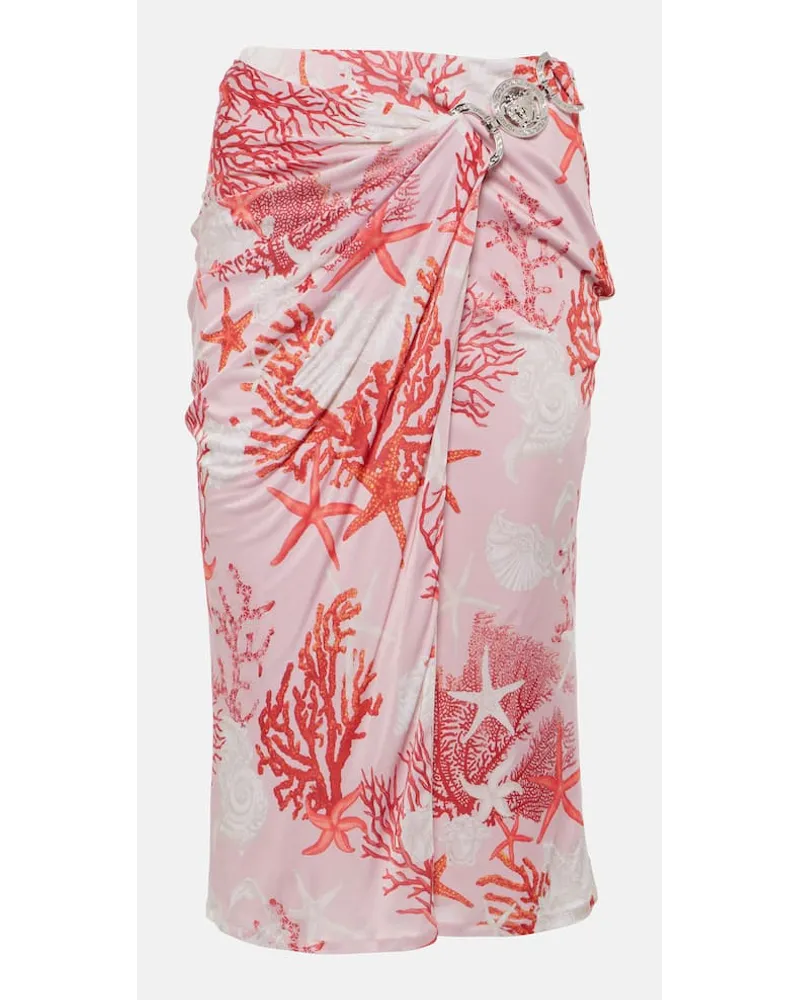 Versace Midirock Barocco Sea aus Jersey Pink