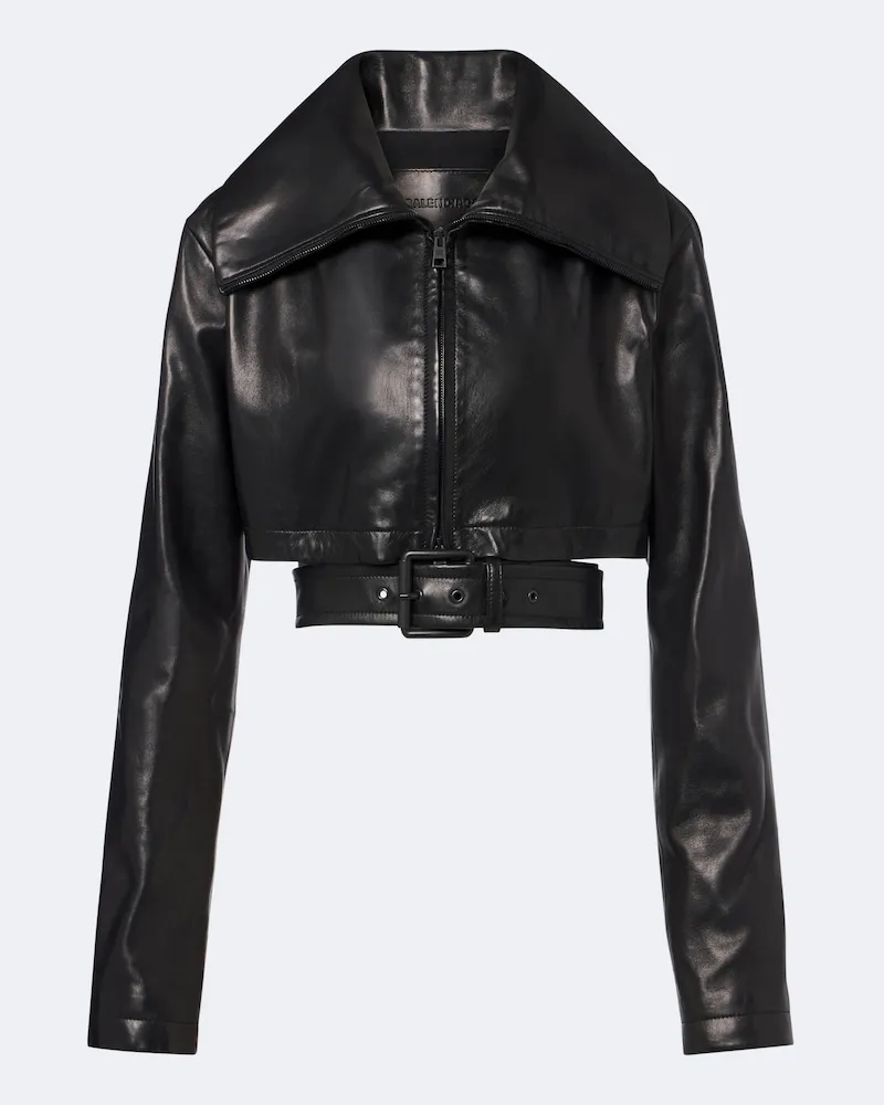 Balenciaga Cropped-Lederjacke Schwarz