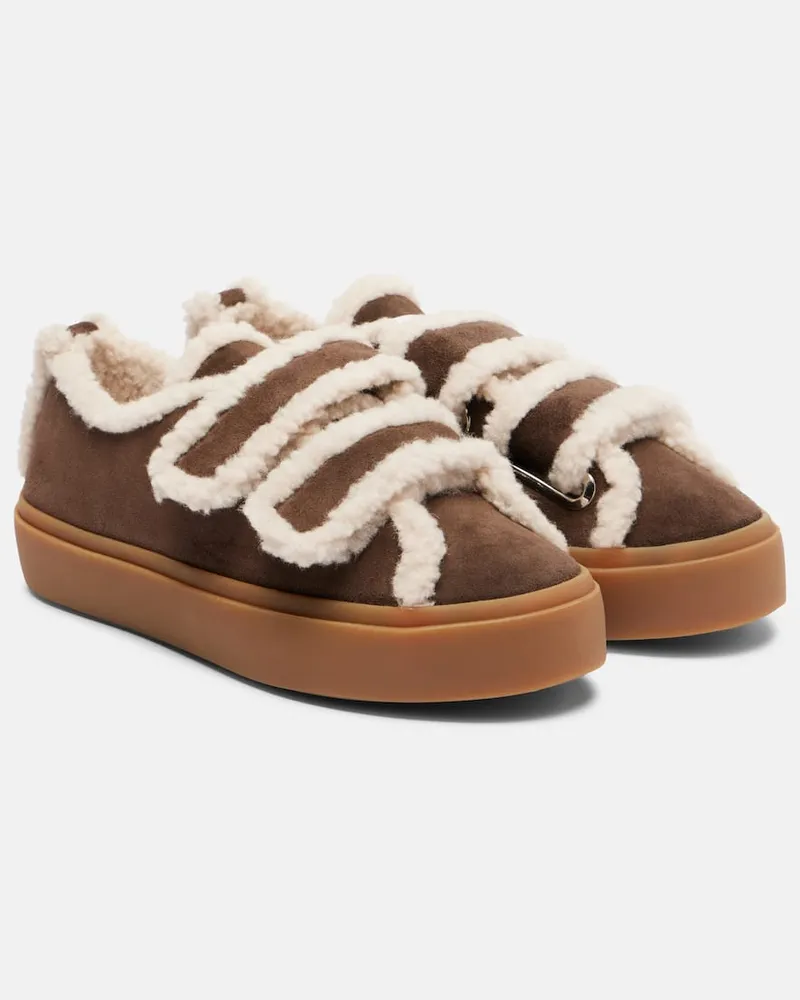 INUIKII Sneakers aus Veloursleder mit Shearling Braun