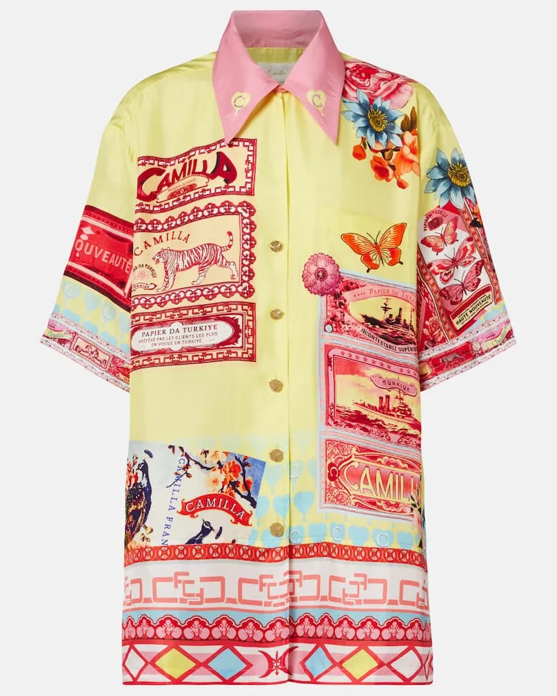 Camilla Hemd Collage Kingdom aus Seide Multicolor